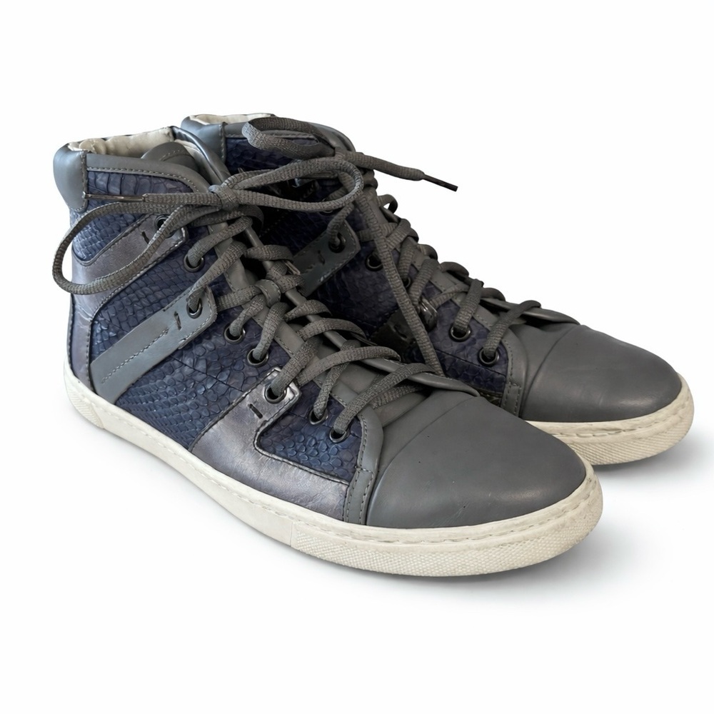 Lanvin snakeskin and iridescent high top sneakers. 6.5